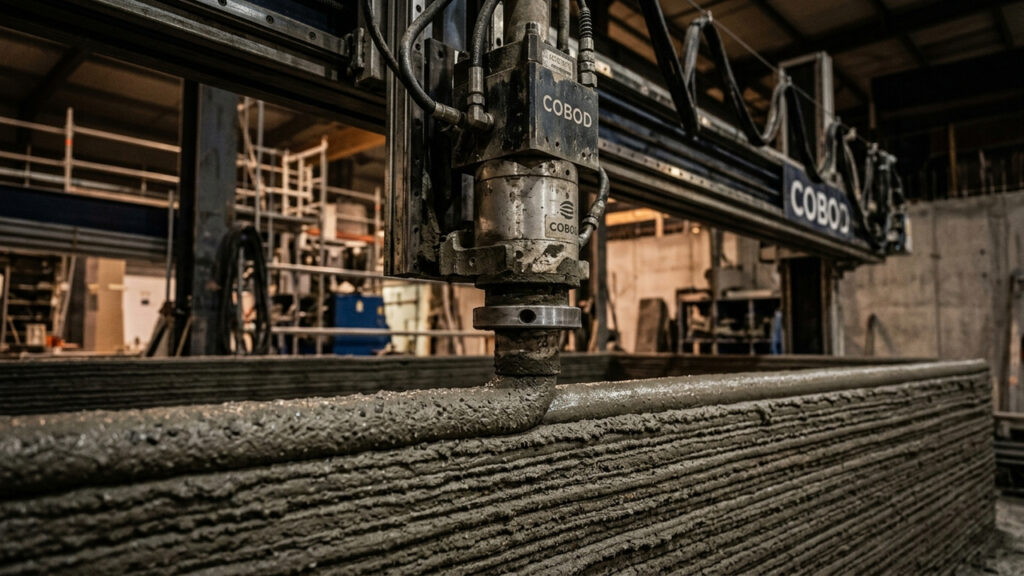 Com impressoras 3D gigantes que usam concreto real, a COBOD reduz em 60% o desperdício de material na construção de residências