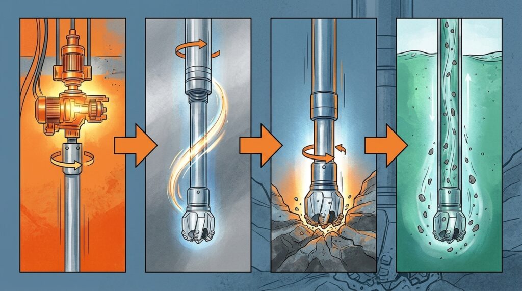 Como o top drive revolucionou a perfuração de poços ao girar a coluna diretamente do alto da sonda