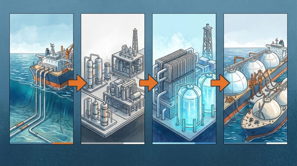 FLNG transforma gás natural em líquido no oceano e reduz a dependência de grandes gasodutos