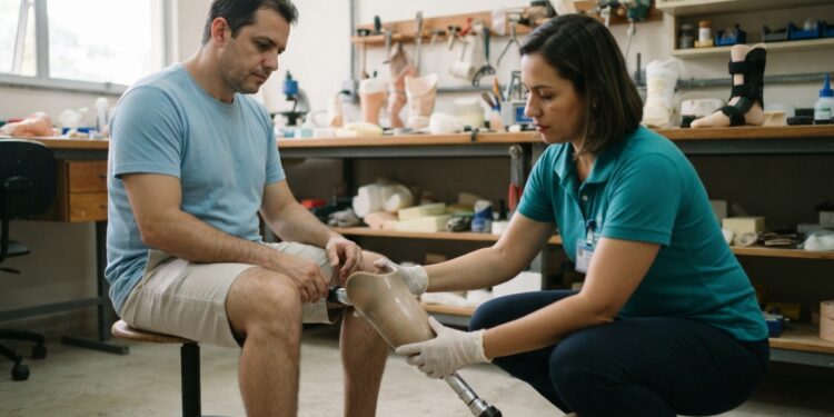 Profissional de próteses e órteses transforma medidas em mobilidade