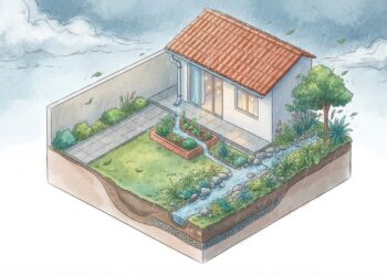 O jardim que engole a chuva antes que a água invada a garagem