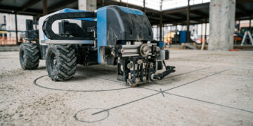 Com tecnologia de impressão robótica, o sistema da HP multiplica por dez a produtividade das equipes ao demarcar as linhas da planta diretamente no piso