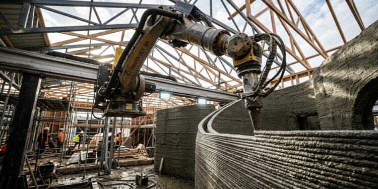 Explicar como uma casa de concreto pode ser construída por impressão 3D