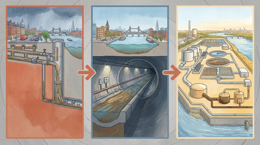 Com 25 quilômetros sob Londres, um supertúnel coleta esgoto e chuva antes que a mistura chegue ao Tâmisa