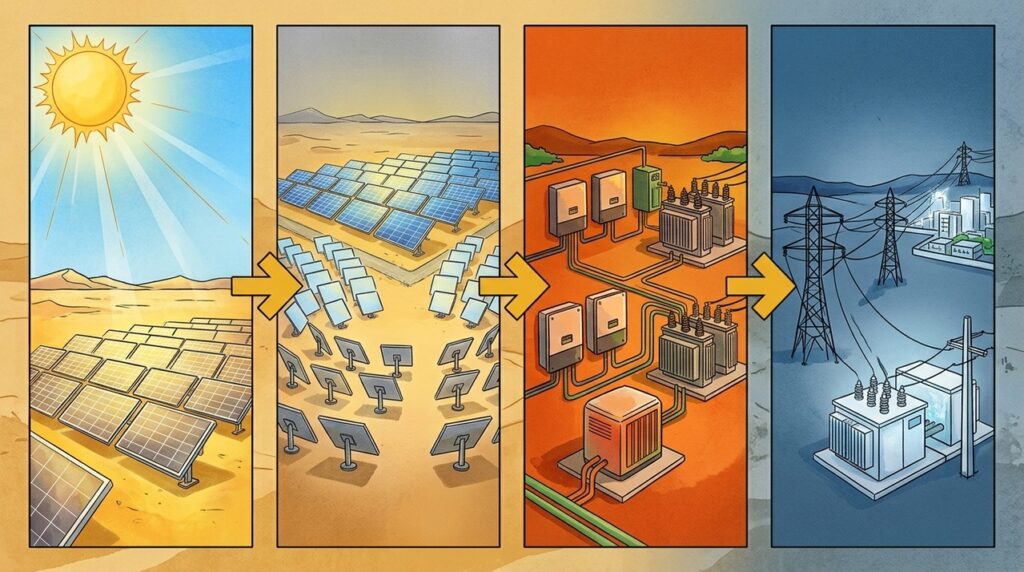 O deserto de Atacama concentra algumas das maiores usinas solares do planeta e mostra por que quase não chover virou uma vantagem energética