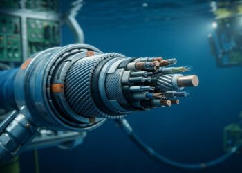 Cabos umbilicais descem quilômetros até o fundo do oceano levando energia, dados e comandos para equipamentos que nunca veem a luz do Sol