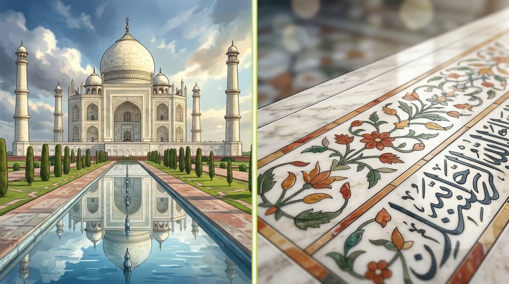 Taj Mahal transformou mármore branco, simetria e pedras lapidadas em uma obra que atravessa séculos