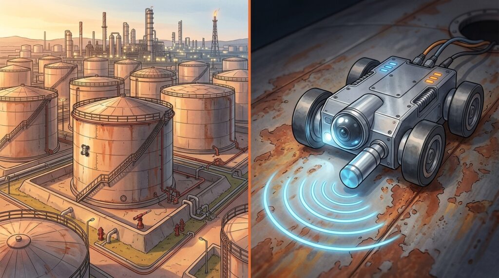 Robôs com câmeras e ultrassom reduzem a entrada humana em tanques com vapores tóxicos e pouco oxigênio