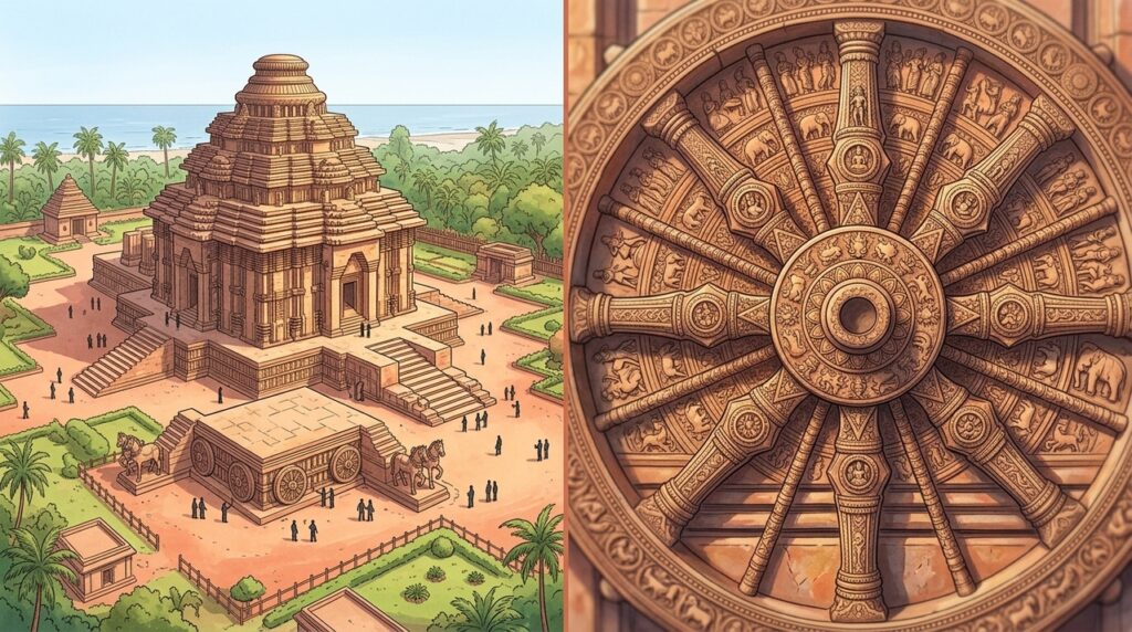 Com 24 rodas de pedra de 3 metros, o Templo do Sol transforma um edifício religioso em uma carruagem monumental