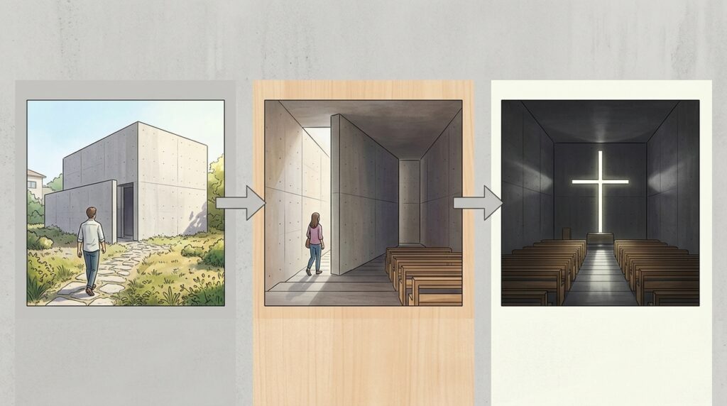A Igreja da Luz transforma uma caixa de concreto em um dos encontros mais intensos entre sombra e claridade