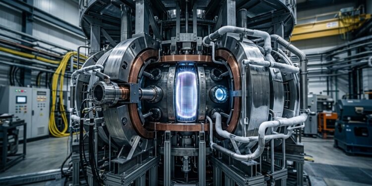 O anel de ímãs supercondutores que tenta prender um plasma mais quente que o núcleo do Sol