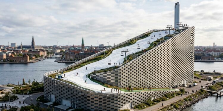 Copenhague colocou uma pista de esqui sobre uma usina de lixo e transformou energia, lazer e arquitetura em uma única estrutura urbana