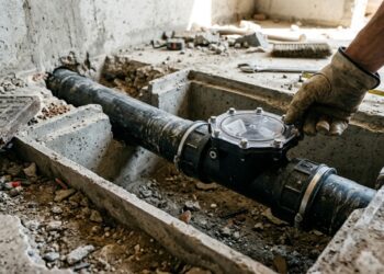 A válvula instalada na saída do esgoto pode impedir que a água da rua invada a casa durante uma chuva intensa