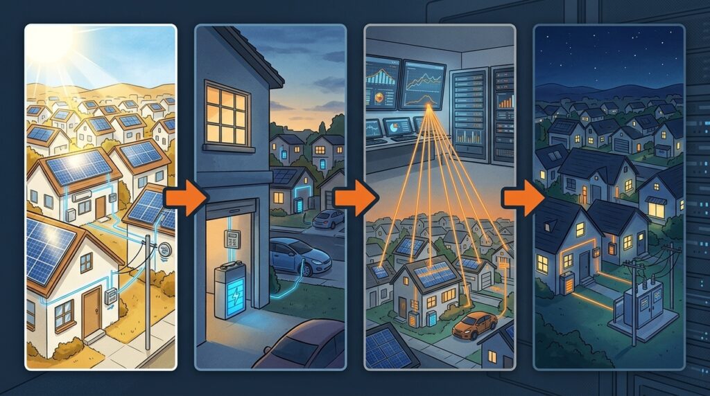 Casas com painéis solares e baterias podem se unir pela internet e operar como uma usina elétrica que não existe em um único endereço