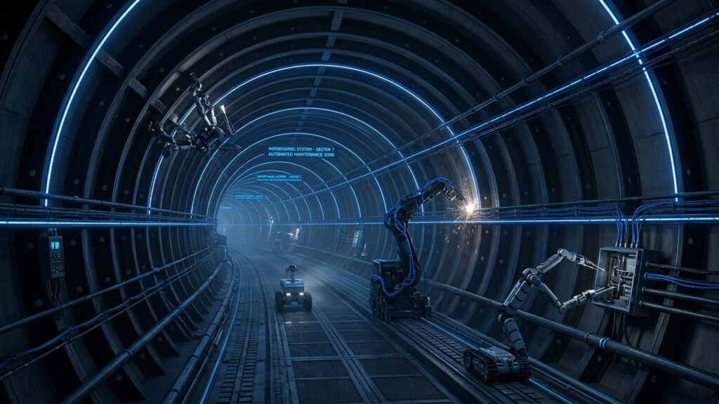 Utilizando um enxame robôs impressores em 3D, a construtora cria a estrutura do túnel antes mesmo de iniciar a escavação