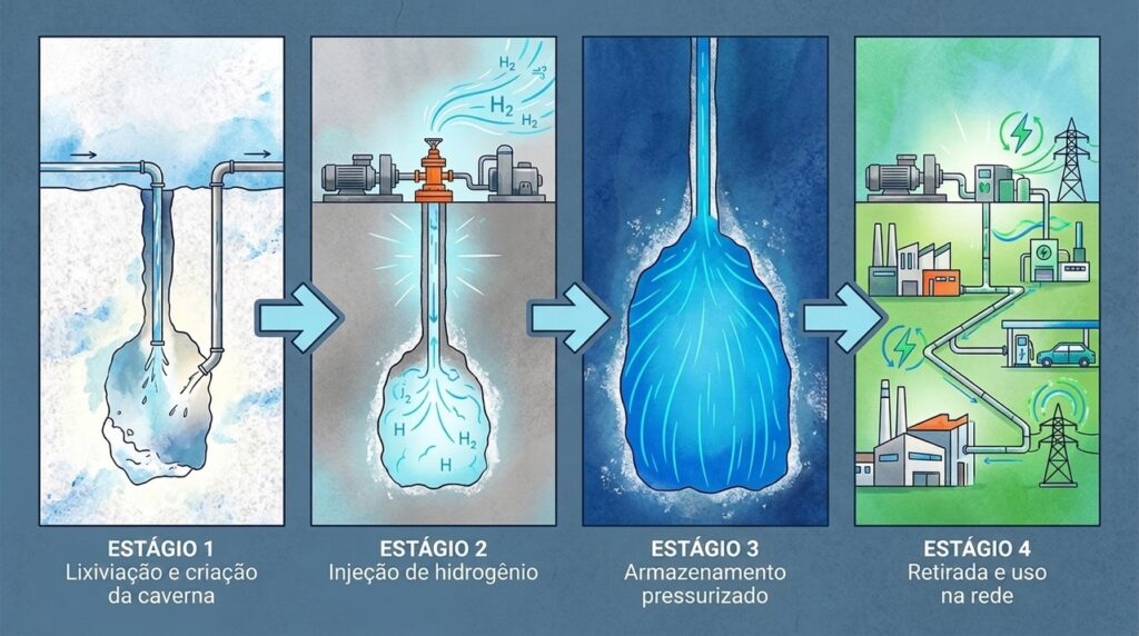 Enterradas sob montanhas de sal, cavernas gigantes começam a guardar hidrogênio para abastecer futuras redes de energia limpa