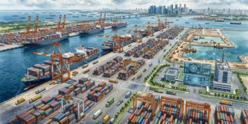 Singapura está construindo um megaporto automatizado para movimentar 65 milhões de contêineres por ano e apagar o antigo mapa portuário da cidade