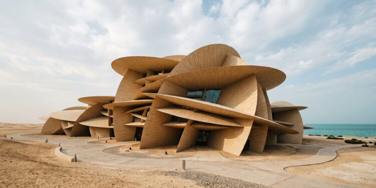 Com 539 discos inclinados, o Museu Nacional do Catar parece nascer entre areia, sol e mar