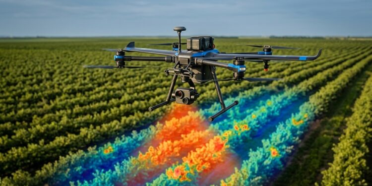 Fazendas utilizam câmeras térmicas instaladas em drones para descobrir plantas doentes antes que os primeiros sinais apareçam