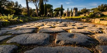Com até 1,5 metro de fundação, a Via Ápia cruzou áreas alagadas com blocos vulcânicos encaixados há mais de 2.300 anos