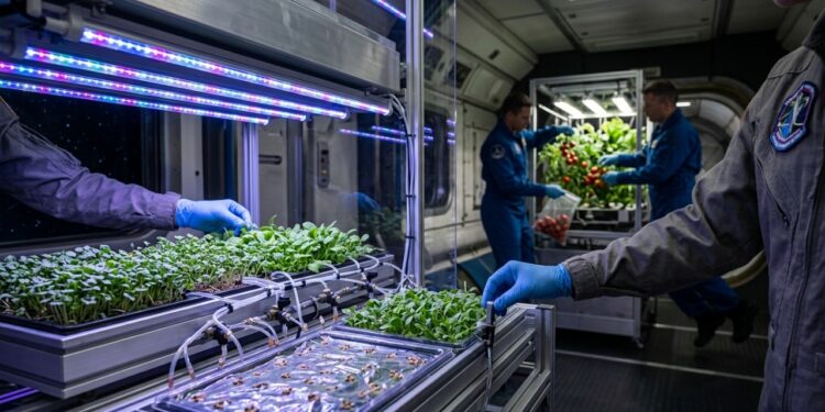 Cientista de plantas em microgravidade estuda raízes, luz e sementes para produzir comida fresca longe da Terra