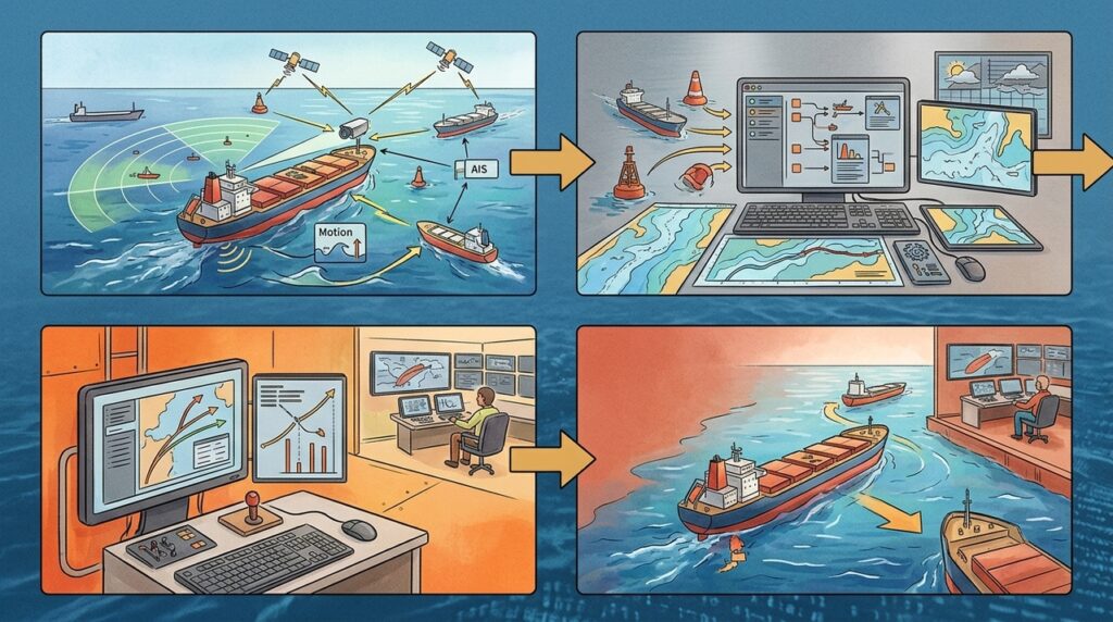 Navios autônomos começam a operar em rotas comerciais usando sensores, radares e inteligência artificial para navegar quase sozinhos