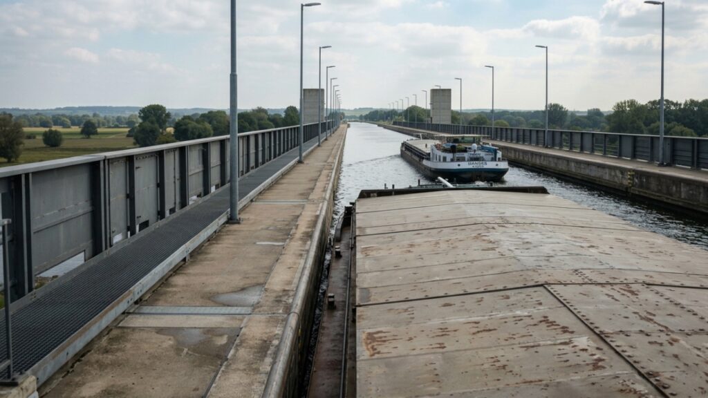 Ponte de 918 metros leva um canal inteiro sobre o Elba
