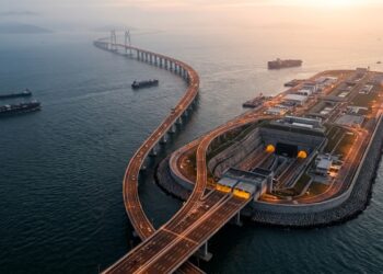 Com 55 km sobre o mar, esta ligação chinesa mergulha em um túnel para não bloquear navios e aviões