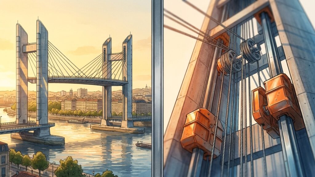 Ponte de Bordeaux que levanta 2.500 toneladas