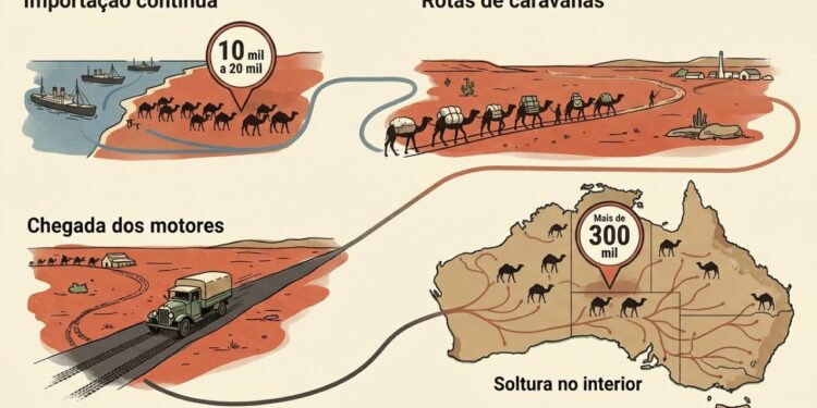 Como os camelos importados se tornaram ferais na Austrália