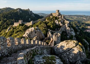 Com muralhas que seguem a montanha, o Castelo dos Mouros transformou penedos e escarpas em parte da própria defesa
