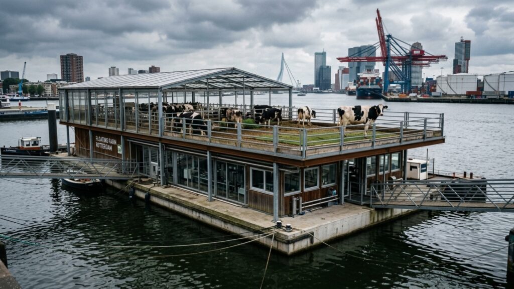 Como funciona a fazenda flutuante com 40 vacas em Rotterdam