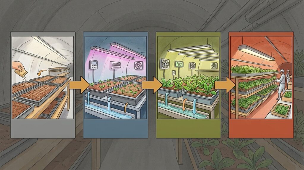 Fazendas subterrâneas transformam antigos túneis em áreas de cultivo com luz artificial e ambiente controlado