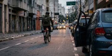 Abrir a porta do carro sem olhar pode colocar ciclistas em risco