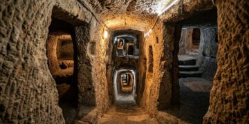 Escavada em pedra vulcânica, a cidade subterrânea de Derinkuyu abrigava milhares de pessoas em vários andares sob a Capadócia