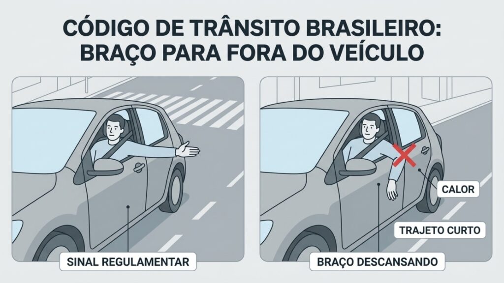 O que o CTB diz sobre dirigir com o braço para fora