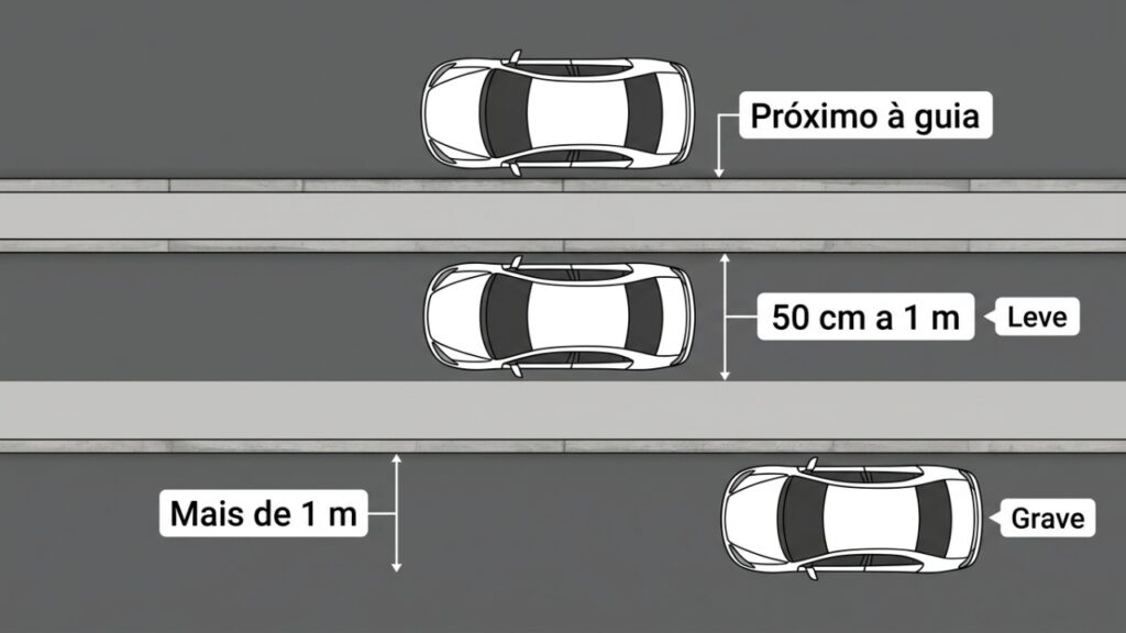 Estacionar a mais de 50 cm do meio-fio pode gerar multa