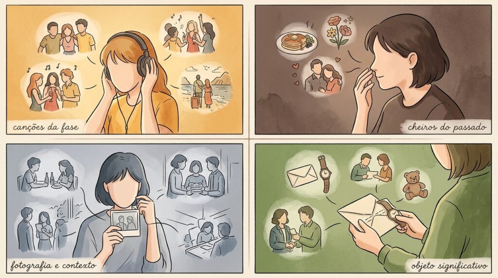 Uma música antiga pode trazer de volta lugares, pessoas e detalhes esquecidos porque nostalgia e memória estão profundamente conectadas