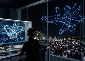 O profissional que faz milhares de drones voarem em perfeita sintonia