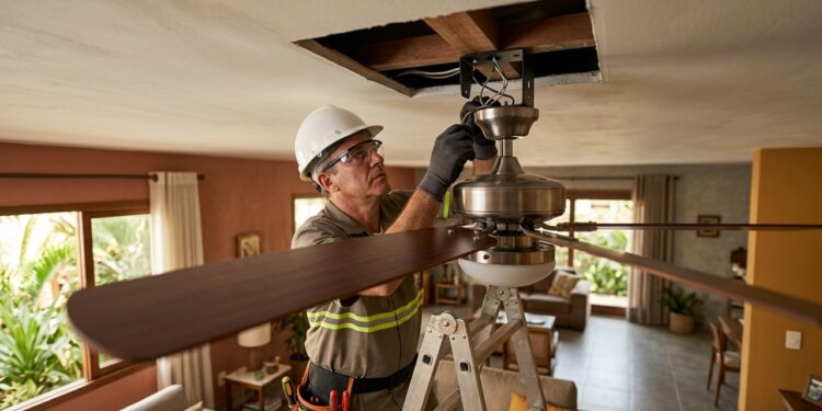 Instalar ventilador de teto custa mais quando exige reforço