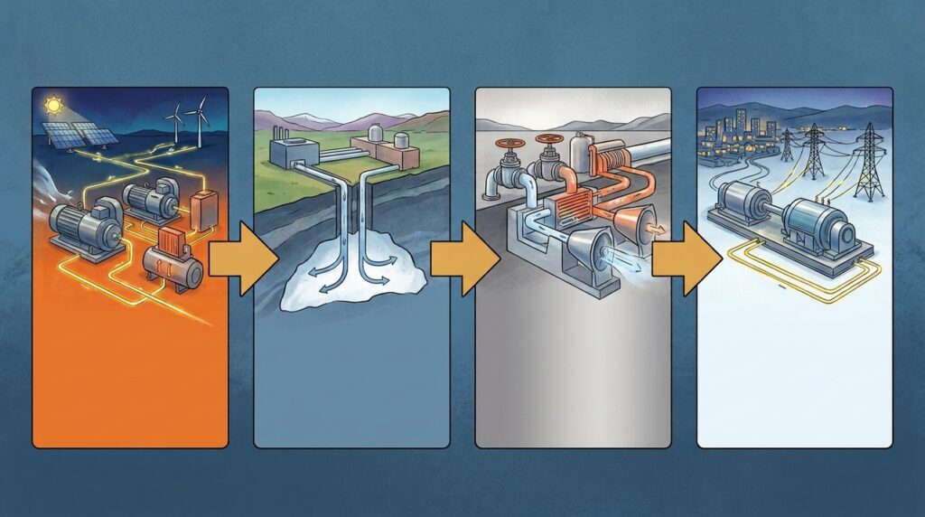 Gigantescas cavernas de ar comprimido guardam energia por horas para ajudar a equilibrar a rede elétrica