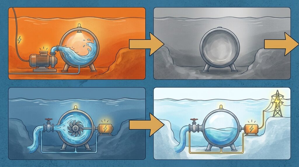 Um reservatório gigante de armazenamento submarino no fundo do mar pode guardar energia usando a pressão natural do oceano