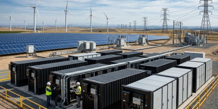 Armazenamento de energia em baterias guarda eletricidade quando sobra geração e devolve quando a rede precisa
