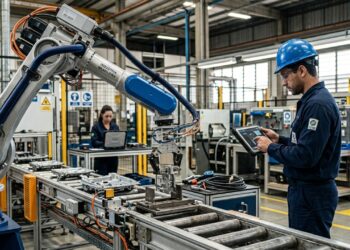 Engenheiro de robôs humanoides prepara máquinas para trabalhar ao lado de pessoas
