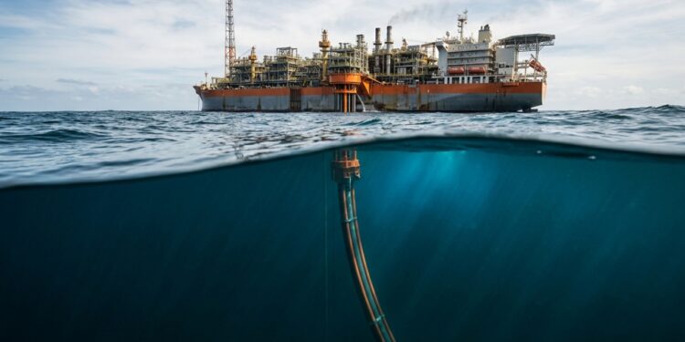 Sistema submarino de produção leva petróleo e gás do reservatório até o FPSO por quilômetros de equipamentos no fundo do mar