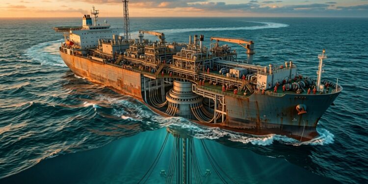 Rotação do FPSO ao redor de um turret conectado ao campo submarino