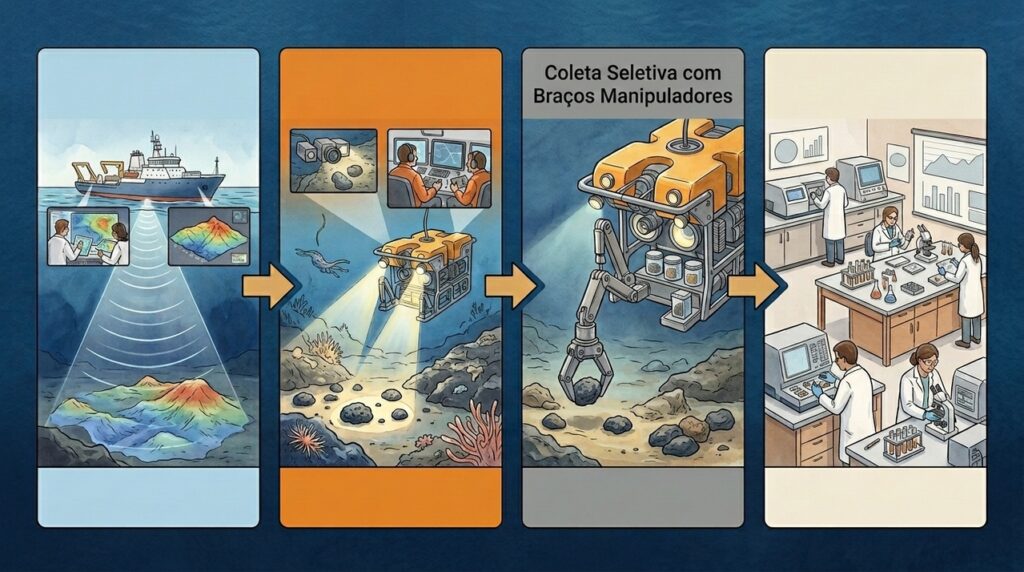 Robôs submarinos descem a até 6 mil metros para coletar minerais que podem abastecer tecnologias do futuro