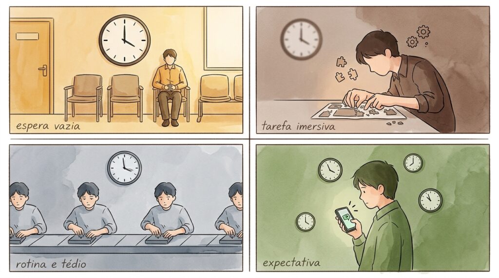 A psicologia mostra que nossa percepção do tempo muda conforme o nível de atenção e envolvimento com uma atividade