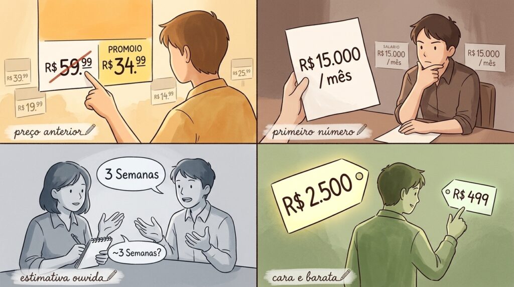 Preços, prazos e estimativas podem parecer diferentes depois que uma âncora é apresentada