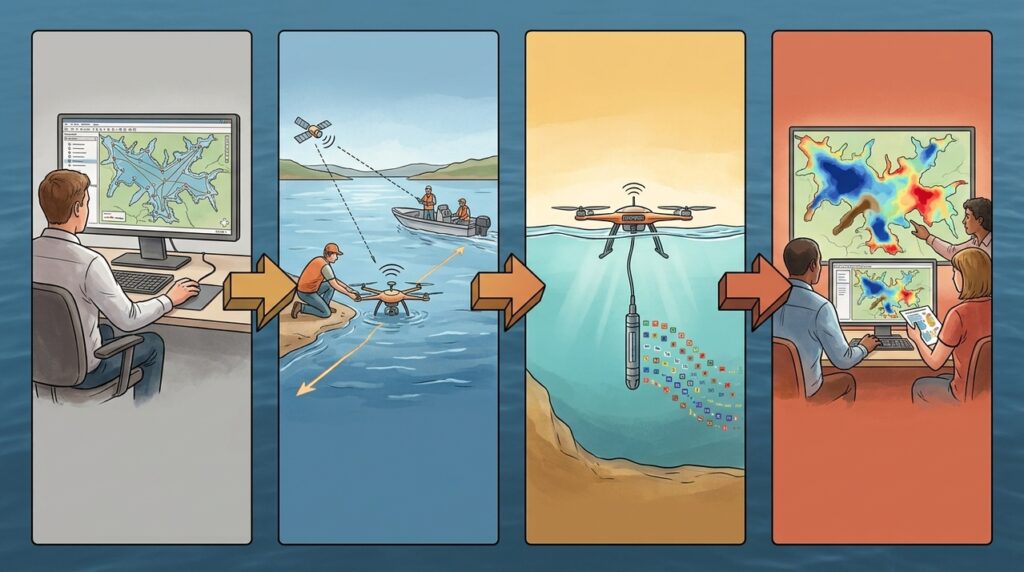 Drones aquáticos navegam sozinhos por rios e reservatórios e analisam a qualidade da água sem tripulação a bordo